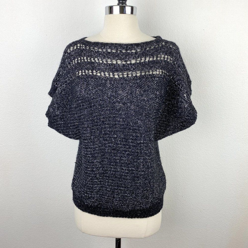 Quicksilver Black & Silver Knit Top Street Wear XS